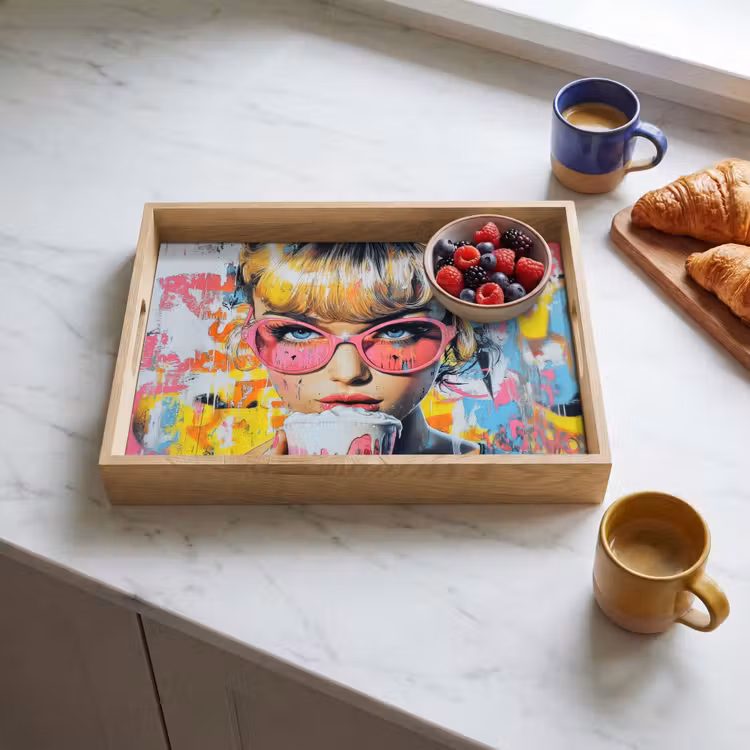 Dienblad - Expressief - Milkshake - Vrouw - Felle kleuren — 4