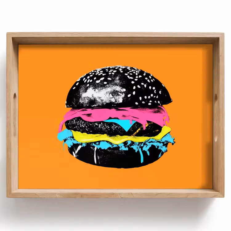 Dienblad - Hamburger - Oranje - Neon - popart — 1