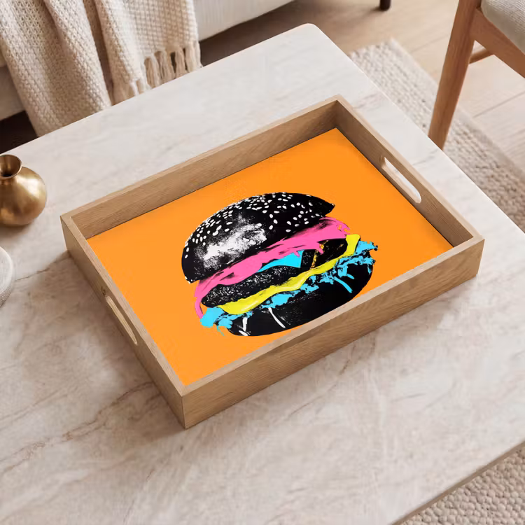 Dienblad - Hamburger - Oranje - Neon - popart — 2