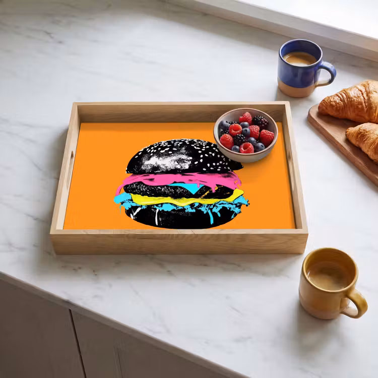 Dienblad - Hamburger - Oranje - Neon - popart — 4