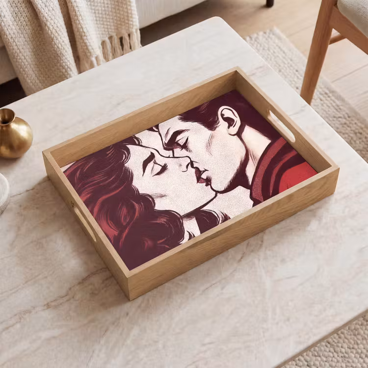 Dienblad - Kussen - Personen - Retro - Bordeaux — 2