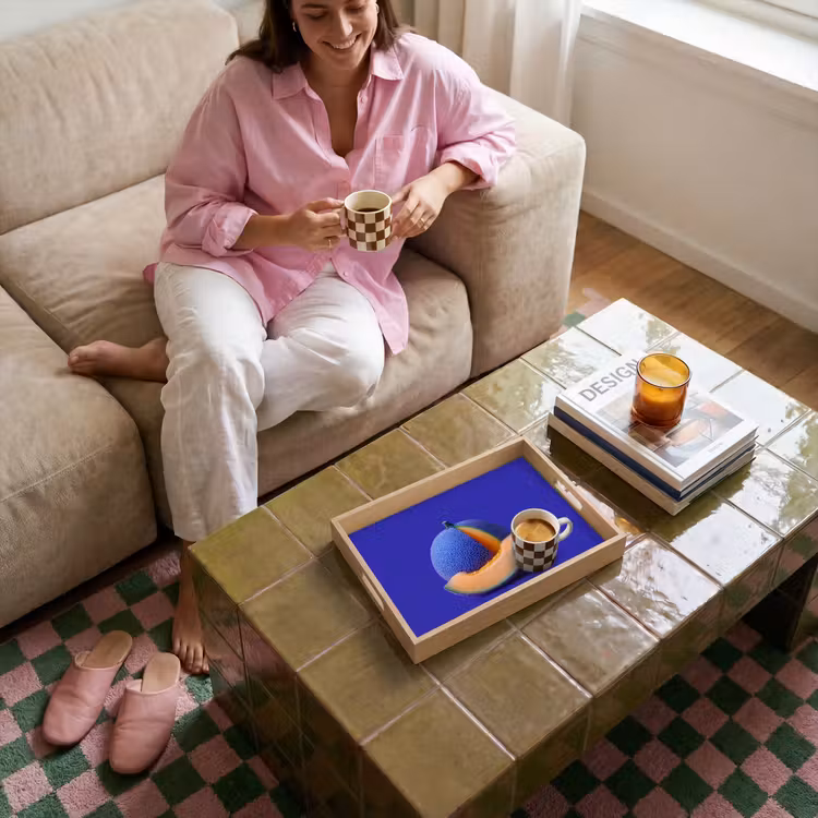 Dienblad - Meloen - Blauw - Oranje - Kunstzinnig — 6