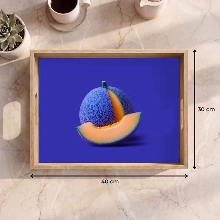 Dienblad - Meloen - Blauw - Oranje - Kunstzinnig — 9