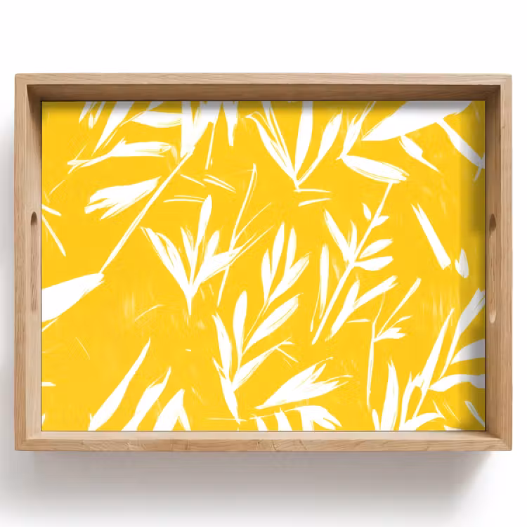 Dienblad - Abstract - Bladeren - Geel - Penseelstreken — 1
