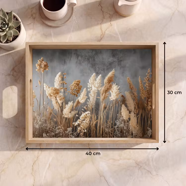 Dienblad - Gedroogde Veldbloemen - Grijs - Beton — 9