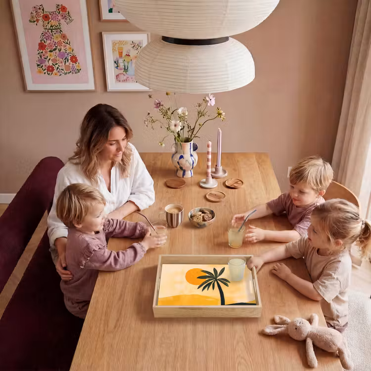 Dienblad - Illustratie - Palmboom - Zon - Heuvels — 7