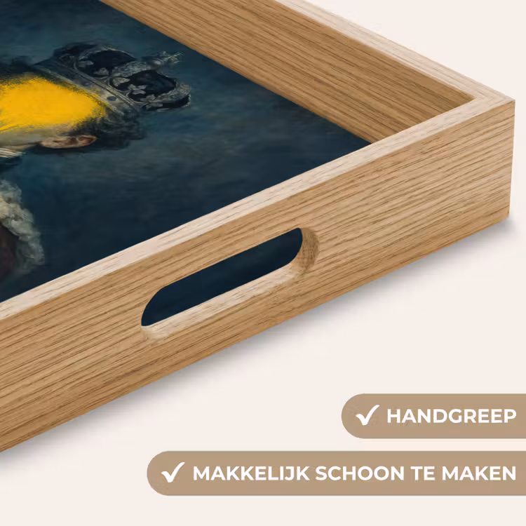 Dienblad - Koning - Portret - Druipende gele verf — 5