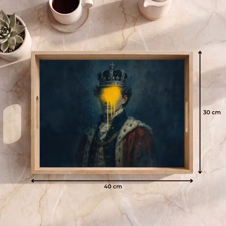 Dienblad - Koning - Portret - Druipende gele verf — 9