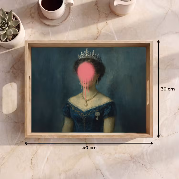 Dienblad - Kroon - Roze druipend verf - Portret — 9
