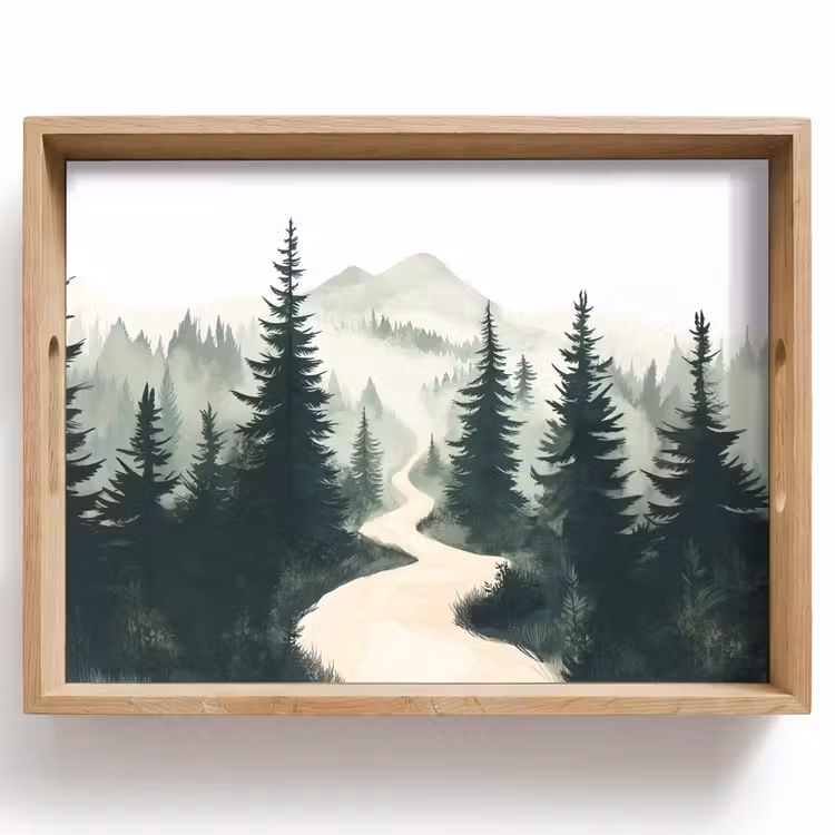 Dienblad - Pad - Bomen - Bos - Illustratie — 1
