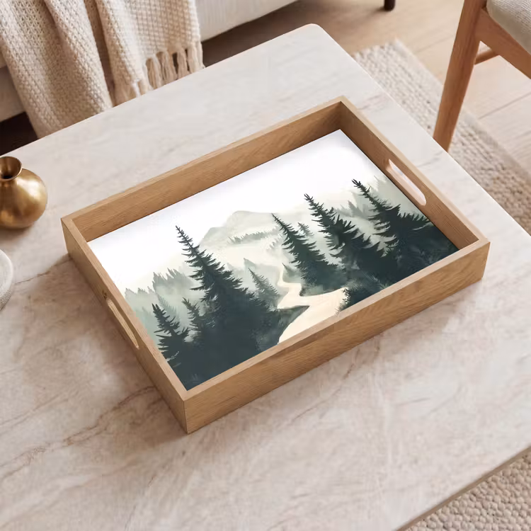 Dienblad - Pad - Bomen - Bos - Illustratie — 2