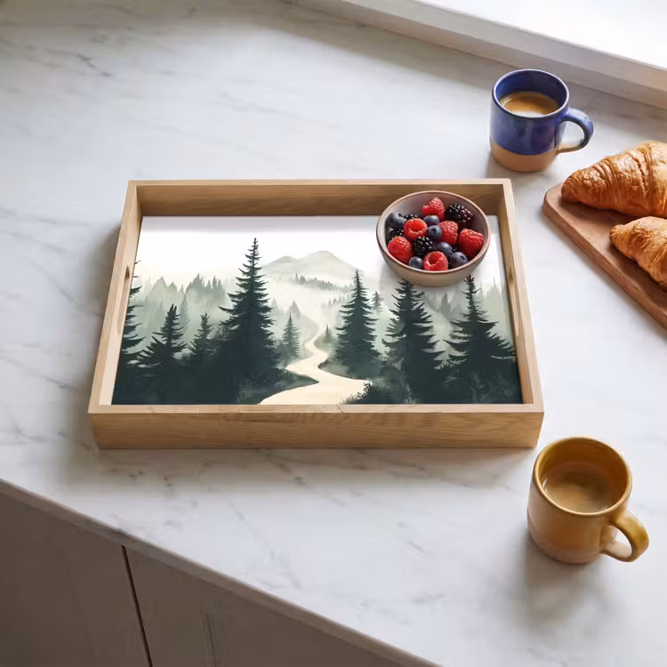 Dienblad - Pad - Bomen - Bos - Illustratie — 4