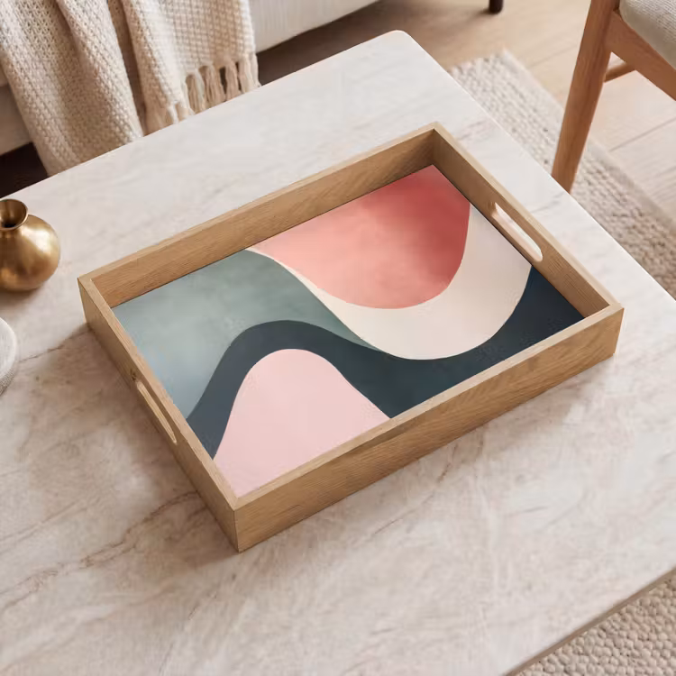 Dienblad - Abstract - Golven - Sierlijk - Roze — 2