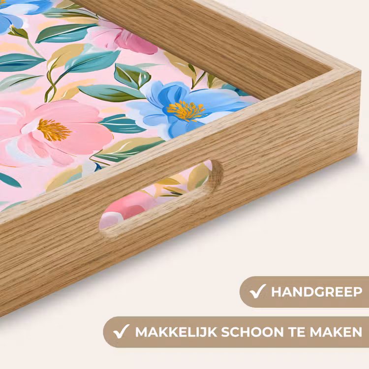 Dienblad - Blauw - Roze - Bloemen — 5