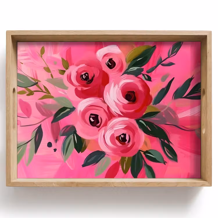 Dienblad - Bloemen - Verf - Roze — 1