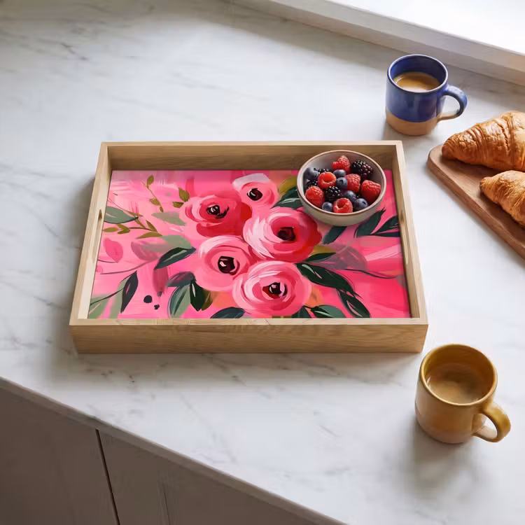 Dienblad - Bloemen - Verf - Roze — 4
