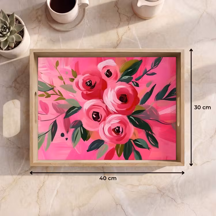 Dienblad - Bloemen - Verf - Roze — 9