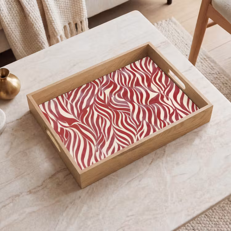Dienblad - Golvende vormen - Abstract - Rood — 2