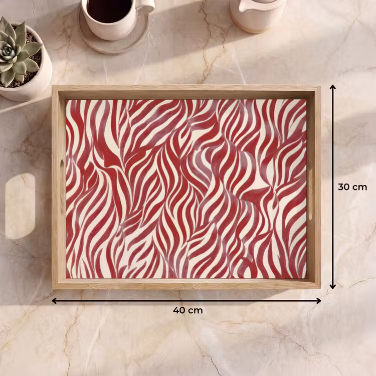 Dienblad - Golvende vormen - Abstract - Rood — 9