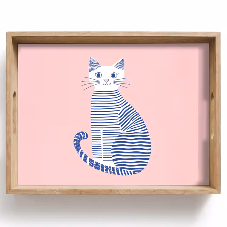 Dienblad - Kat - Illustratie - Minimalistisch - Roze — 1