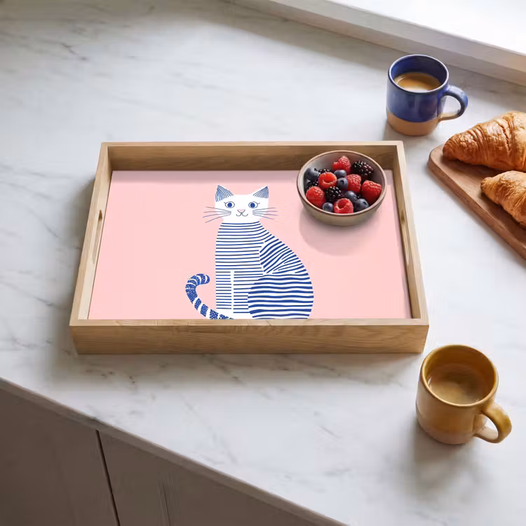 Dienblad - Kat - Illustratie - Minimalistisch - Roze — 4
