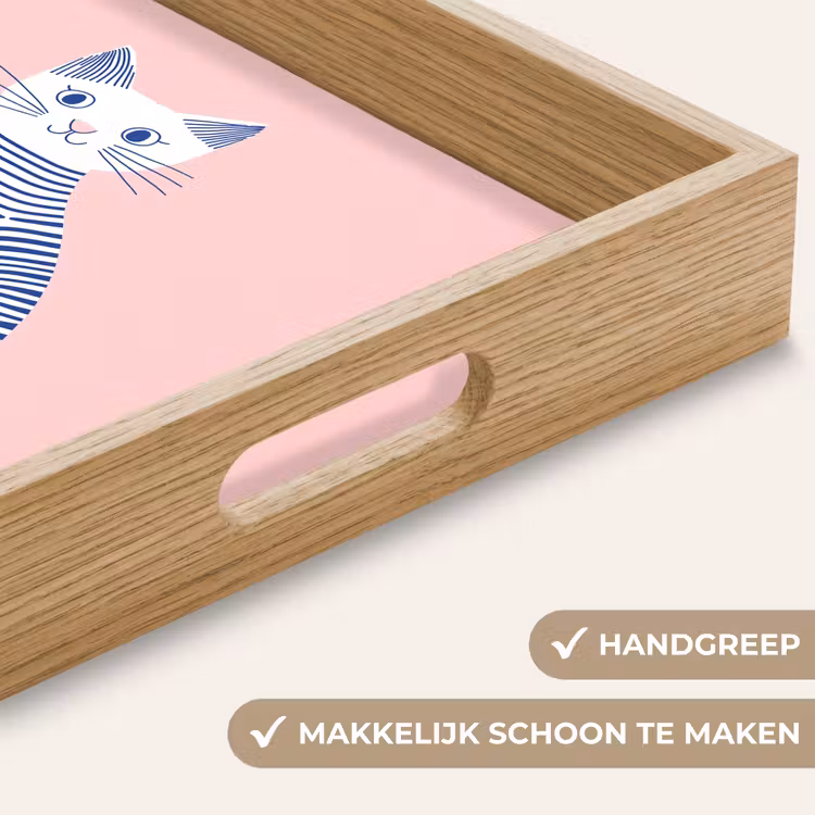 Dienblad - Kat - Illustratie - Minimalistisch - Roze — 5