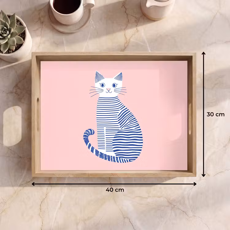 Dienblad - Kat - Illustratie - Minimalistisch - Roze — 9