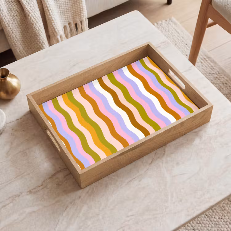 Dienblad - lijnen - Golven - Pastelkleuren - Patroon — 2