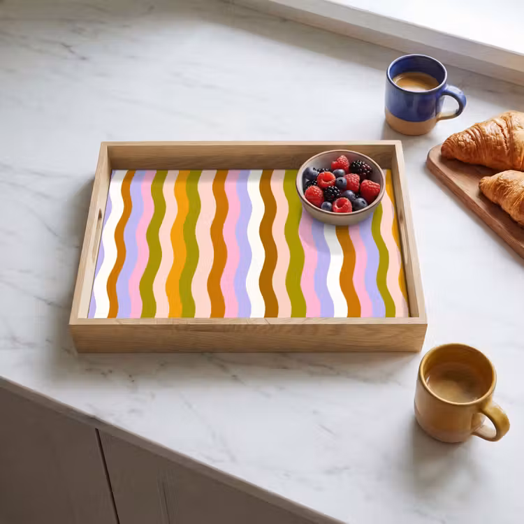 Dienblad - lijnen - Golven - Pastelkleuren - Patroon — 4