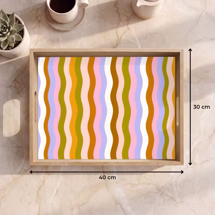 Dienblad - lijnen - Golven - Pastelkleuren - Patroon — 9