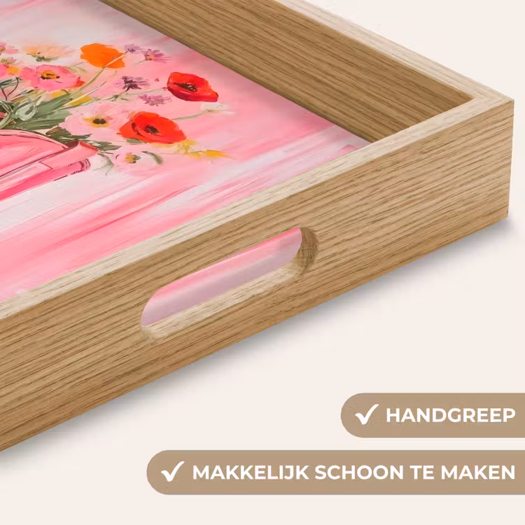Dienblad - Roze - Bloemen - Cowboy — 5