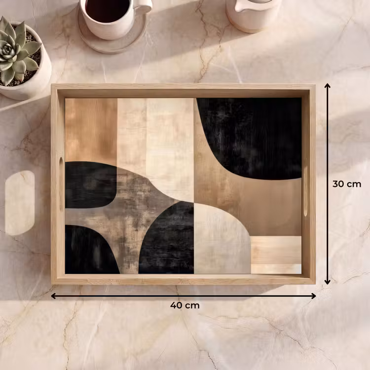 Dienblad - Abstract - Vlakken - Zwart - Rond — 9