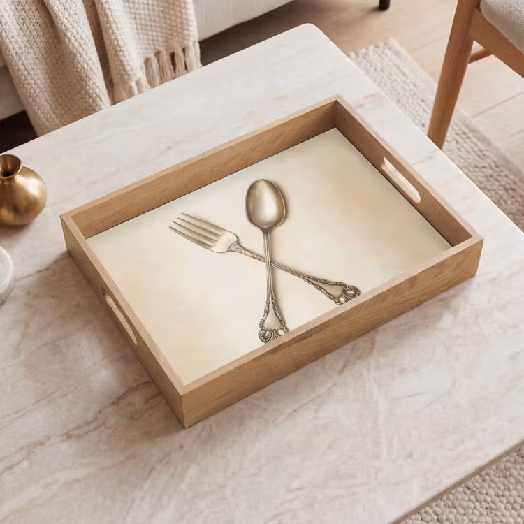 Dienblad - Beige - Vintage - Bestek — 2
