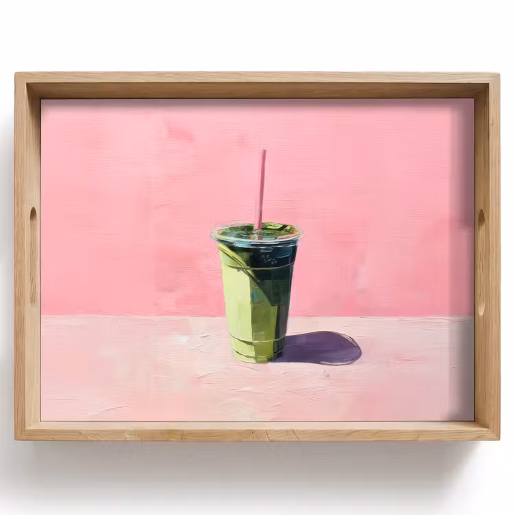 Dienblad - Beker - Rietje - Minimalistisch - Groen — 1