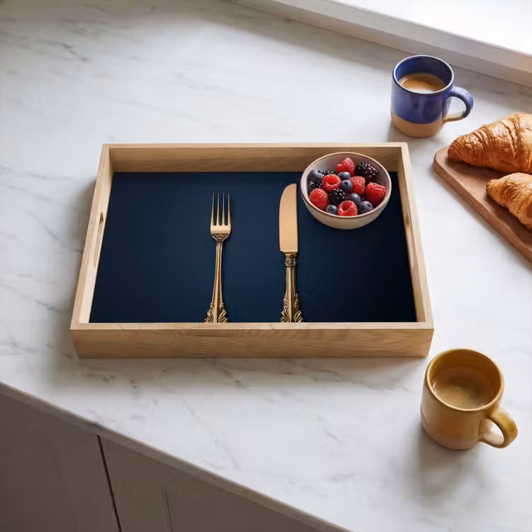 Dienblad - Bestek - Donkerblauw - Goud — 4
