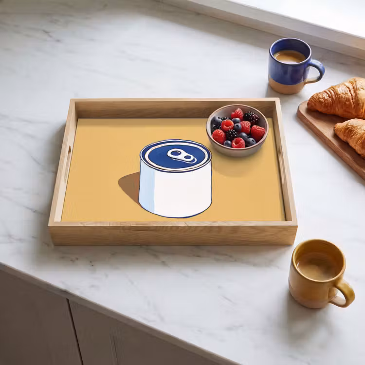 Dienblad - Blikje - Minimalistisch - Blauw - Illustratie — 4