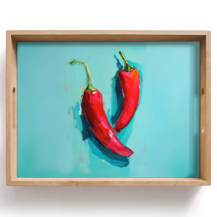 Dienblad - Chilipepers - Geverfd - Rood — 1