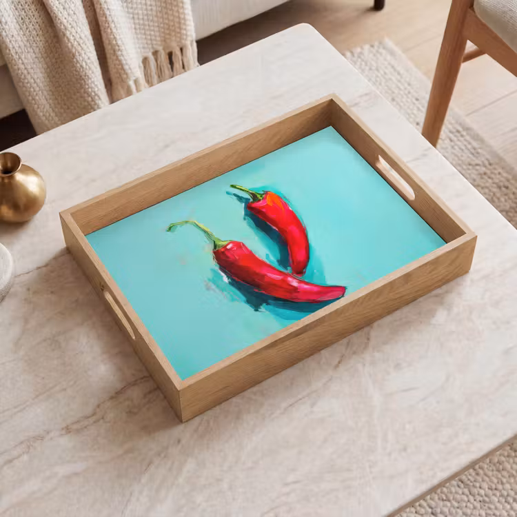 Dienblad - Chilipepers - Geverfd - Rood — 2