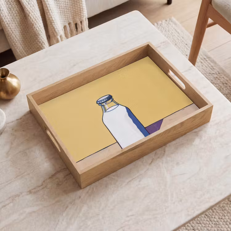 Dienblad - Glazen - Fles - Illustratie - Melk — 2