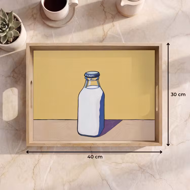 Dienblad - Glazen - Fles - Illustratie - Melk — 9