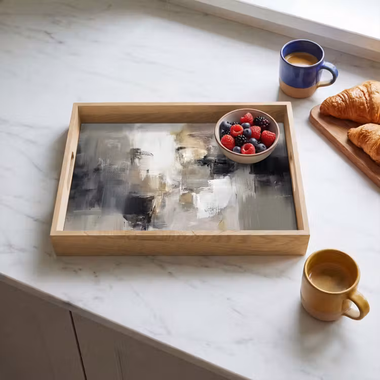 Dienblad - Kleurenpalet - Penseelstreken - Beige - Nevelig — 4