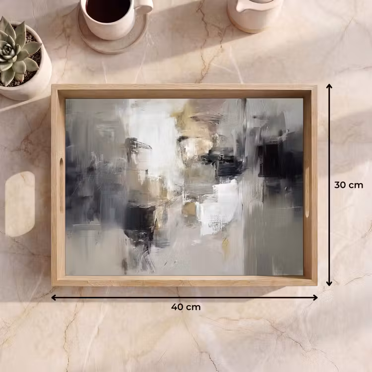 Dienblad - Kleurenpalet - Penseelstreken - Beige - Nevelig — 9