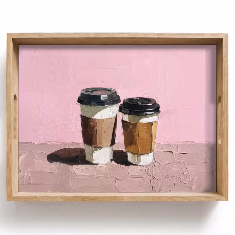 Dienblad - Koffiebekers - Deksel - Verf - Textuur — 1