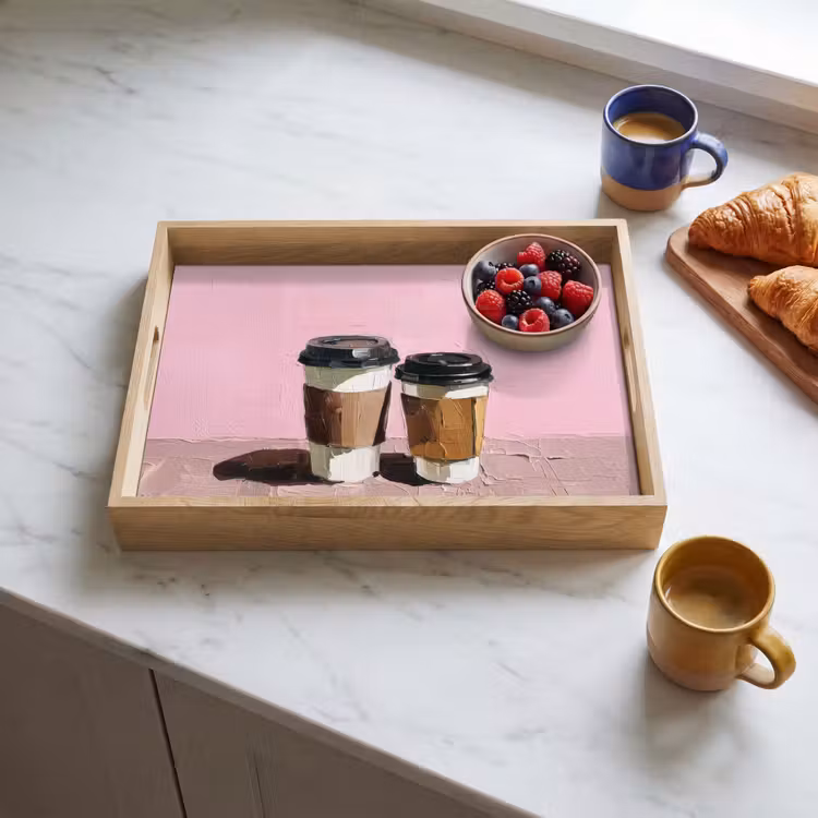 Dienblad - Koffiebekers - Deksel - Verf - Textuur — 4