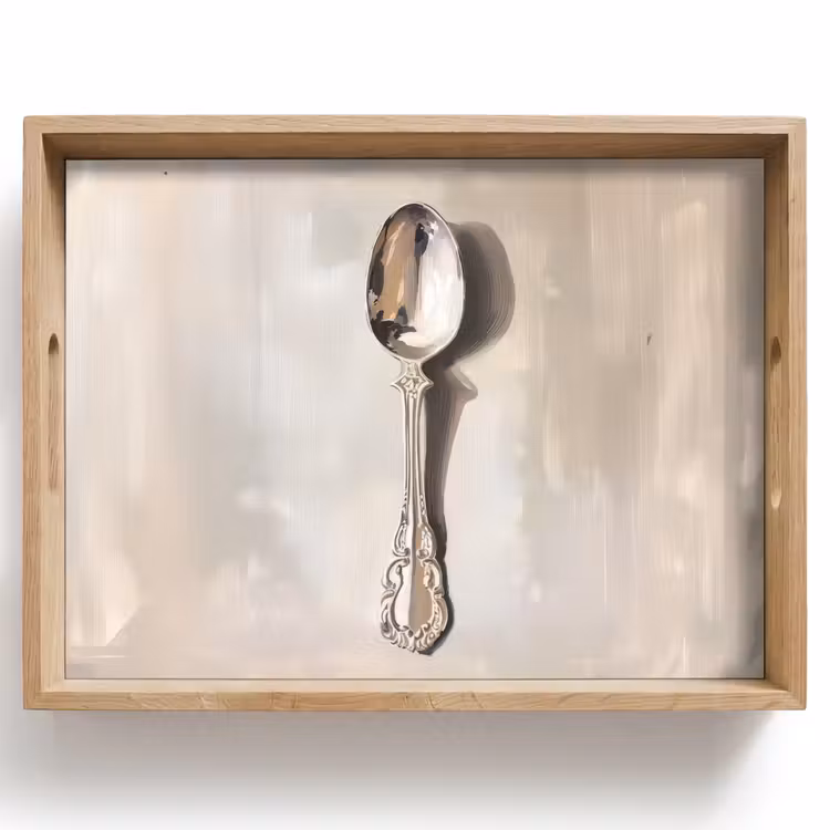 Dienblad - Lepel - Verf - Zilver — 1