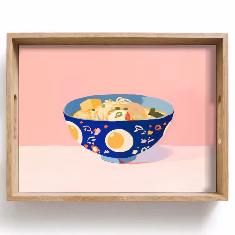 Dienblad - Noodles - Kom - Blauw - Illustratie — 1