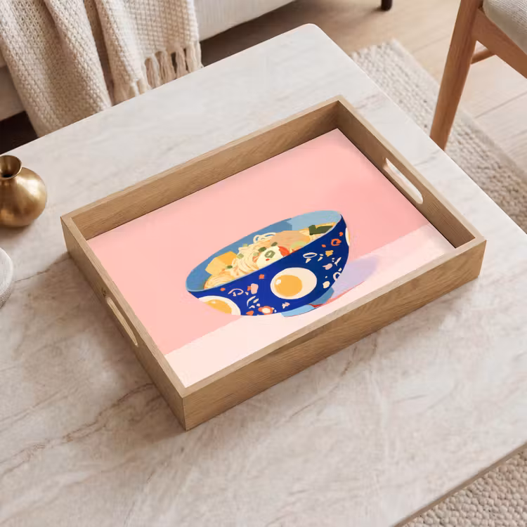 Dienblad - Noodles - Kom - Blauw - Illustratie — 2