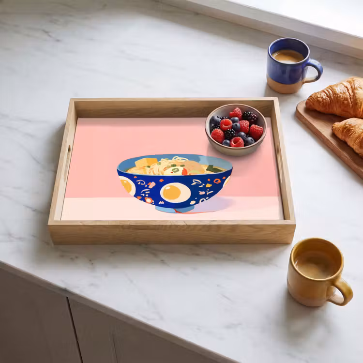 Dienblad - Noodles - Kom - Blauw - Illustratie — 4