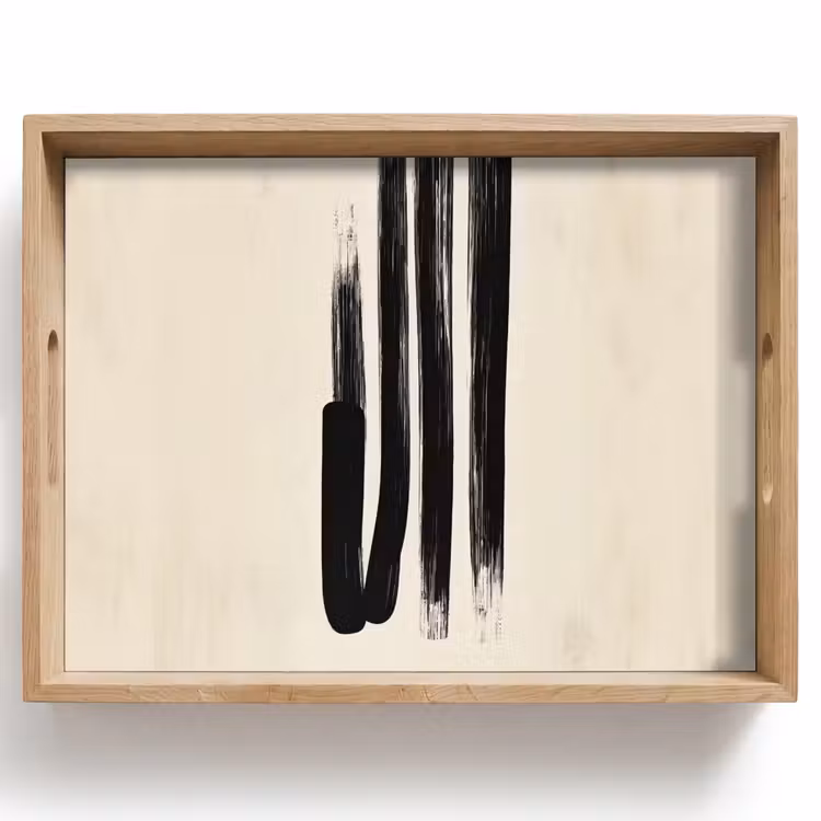 Dienblad - Penseelstreken - Verticaal - Zwart — 1