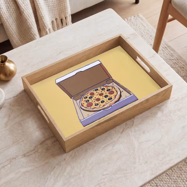 Dienblad - Pizza - Doos - Salami - Illustratie — 2